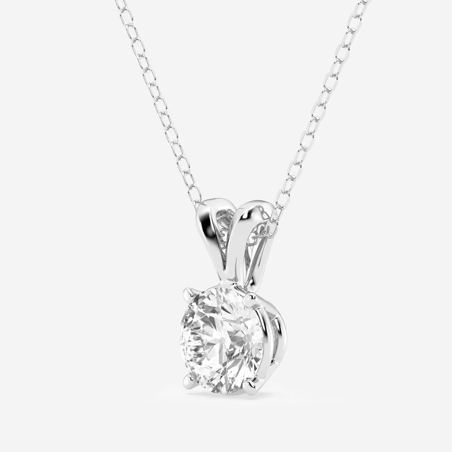 0.75 CTW Round Lab Grown Diamond Split Bail Solitaire Pendant in 14K White Gold Over Sterling