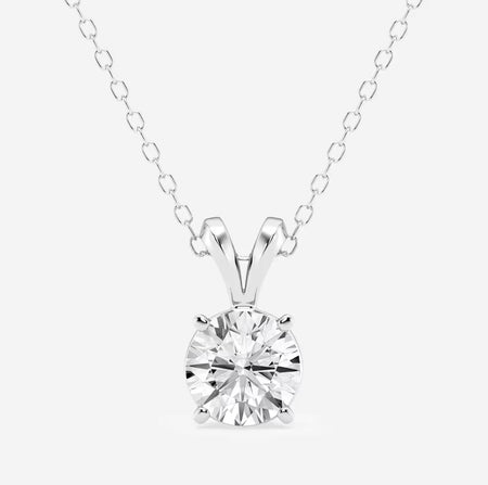 0.50 CTW Round Lab Grown Diamond Split Bail Solitaire Pendant in 14K White Gold Over Sterling