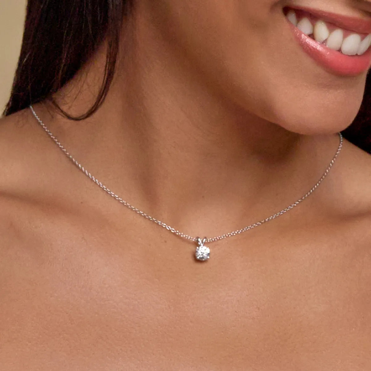 0.75 CTW Round Lab Grown Diamond Split Bail Solitaire Pendant in 14K White Gold Over Sterling