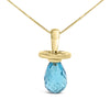 14K Yellow Gold and Blue Quartz Pacifier Pendant Necklace - 18" Inches