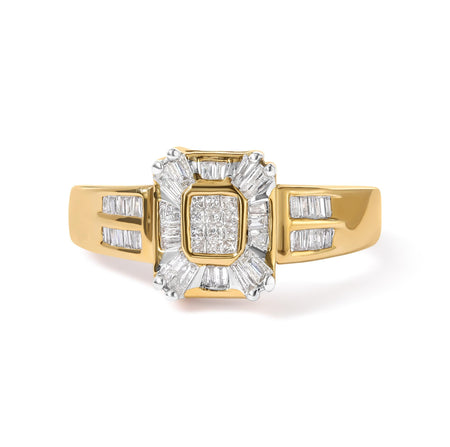 10K Yellow Gold 1/2 Cttw Diamond Composite and Halo Ring (H-I Color, SI1-SI2 Clarity)-0