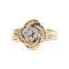 10K Yellow Gold 1/2 Cttw Round and Baguette Diamond Flower Swirl Cocktail Ring (I-J Color, SI2-I1 Clarity)-0