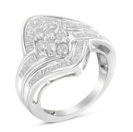 10K White Gold Diamond Bypass Cluster Ring (1 Cttw, I-J Color, I2-I3 Clarity)-0