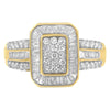 10K Yellow Gold Round and Baguette-Cut Diamond Cluster Ring (1.0 Cttw, I-J Color, SI1-SI2 Clarity)-0