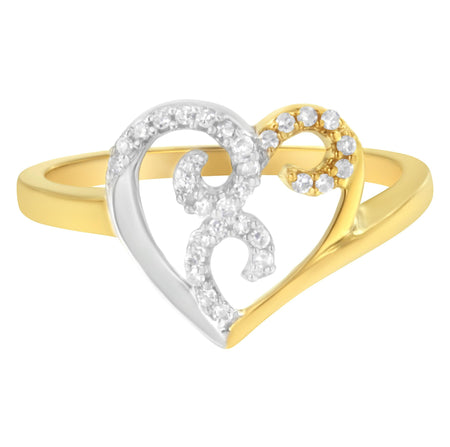 10K Two-Toned Gold Diamond Heart Shape Cluster Ring (1/6 Cttw, H-I Color, I1-I2 Clarity)-0