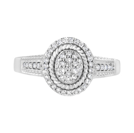.925 Sterling Silver 1/3 Cttw Pave Set Round-Cut Diamond Braided Halo Cocktail Ring (I-J Color, I2-I3 Clarity)-0