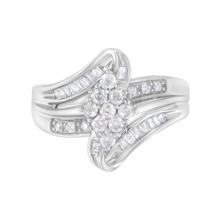10K White Gold 1/2 cttw Diamond Cluster Ring (H-I Clarity, I2-I3 Color)-0