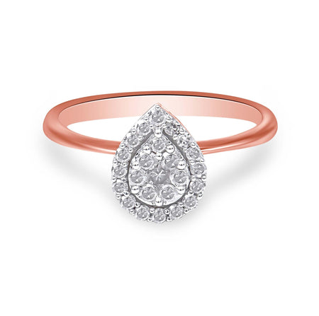 10K Rose Gold 3/8 Cttw Round-Cut Diamond Pear Promise Ring (I-J Color, I2-I3 Clarity)-0