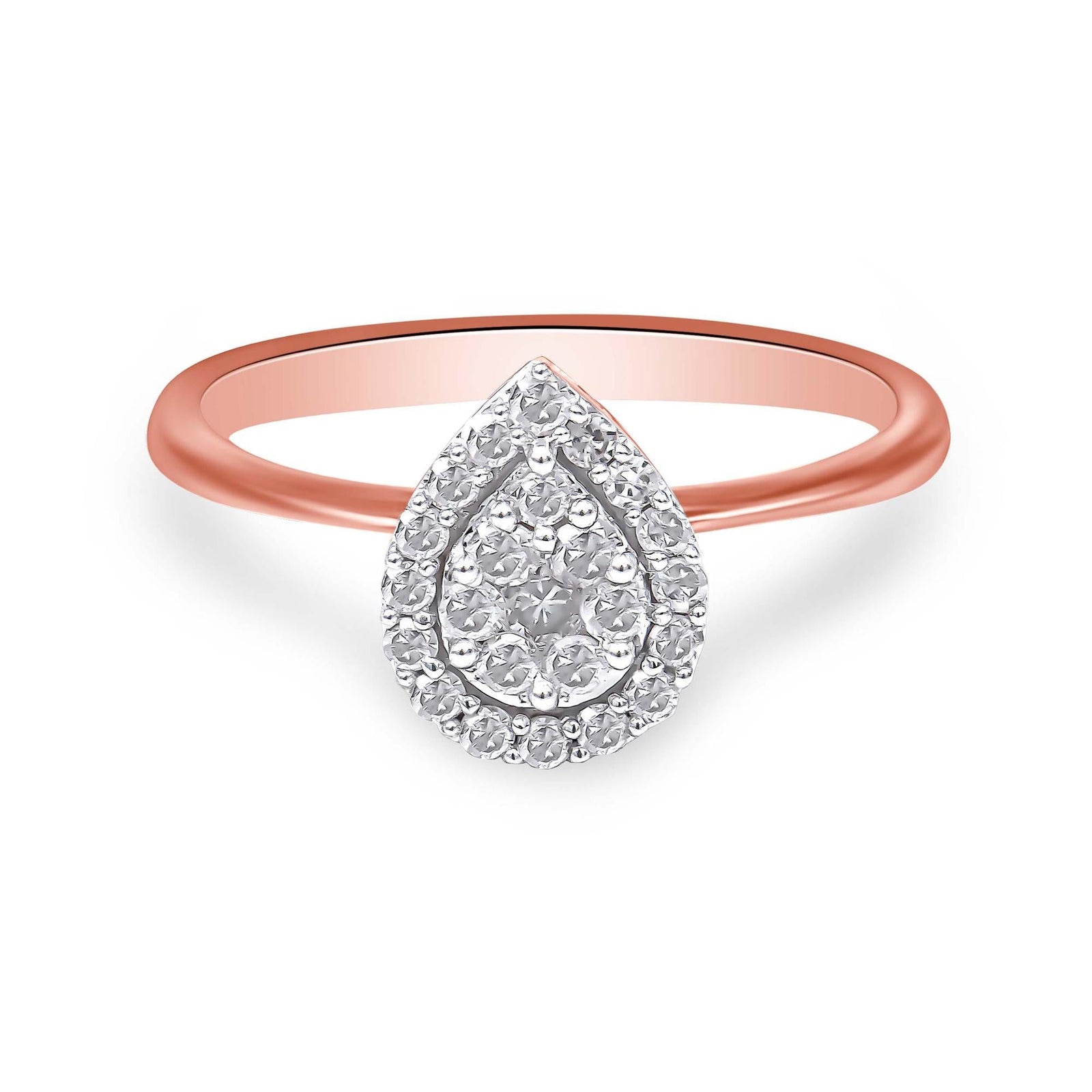 10K Rose Gold 3/8 Cttw Round-Cut Diamond Pear Promise Ring (I-J Color, I2-I3 Clarity)-0