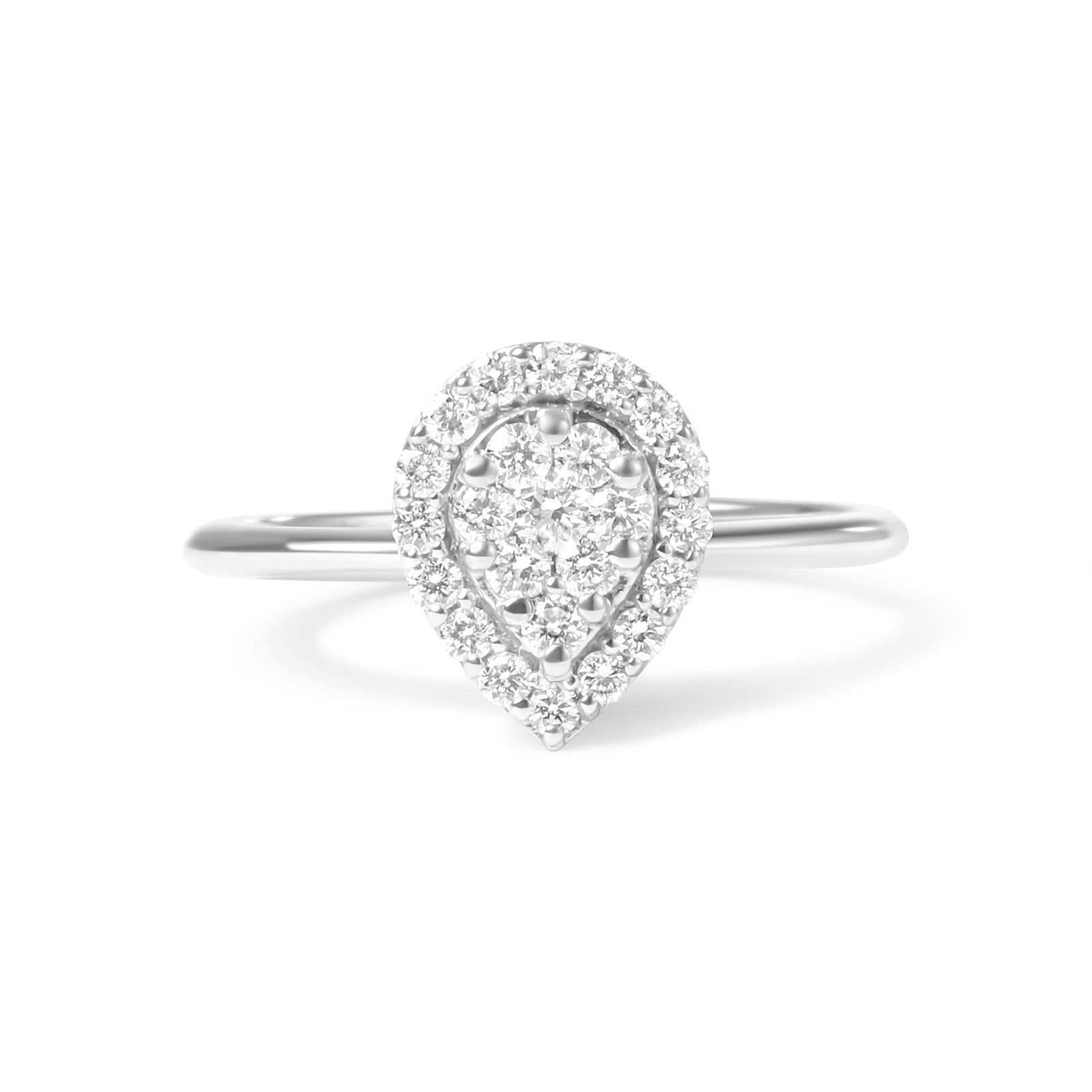 10K White Gold 3/8 Cttw Round-Cut Lab Grown Diamond Cluster Pear Promise Ring (G-H Color, VS2-SI1 Clarity)-0