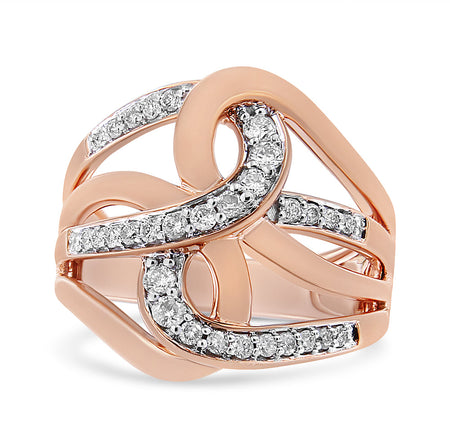 10K Rose Gold 1/2 Cttw Round-Cut Diamond Intertwined Multi-Loop Cocktail Ring (I-J Color, I1-I2 Clarity)-0