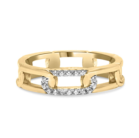 10K Yellow Gold Diamond Accent Paperclip Band Ring (I-J Color, I2-I3 Clarity)-0