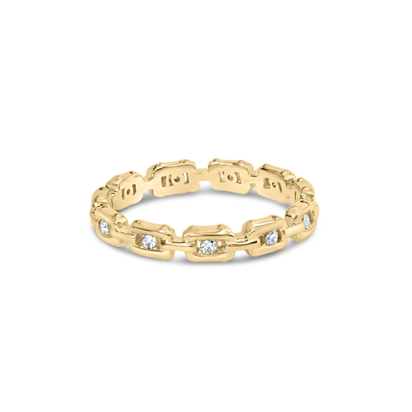 10K Yellow Gold 1/10 Cttw Diamond Paperclip Style Link Band Ring (H-I Color, I1-I2 Clarity)