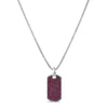 Men's .925 Sterling Silver Created Red Ruby Dog Tag Pendant Necklace - 22" Inches-0