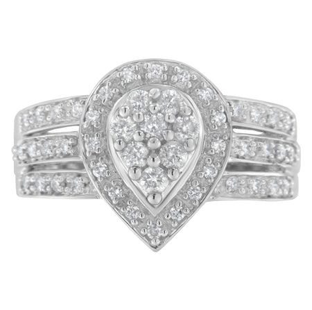 10K White Gold Diamond Cocktail Teardrop Ring (1/2 Cttw, H-I Color, SI2-I1 Clarity)-0