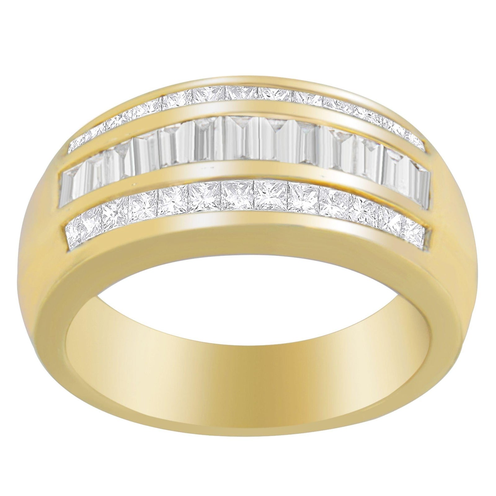 14K Yellow Gold 1ct. TDW Princess and Baguette-Cut Diamond Ring(H-I, SI1-SI2)-0