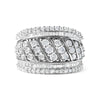 .925 Sterling Silver 2.00 Cttw Diamond Fashion Multi Row Cocktail Ring (H-I Color, I2-I3 Clarity)-0