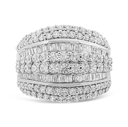 .925 Sterling Silver 2.00 Cttw Round and Baguette-Cut Diamond Cluster Ring (H-I Color, I1-I2 Clarity)-0