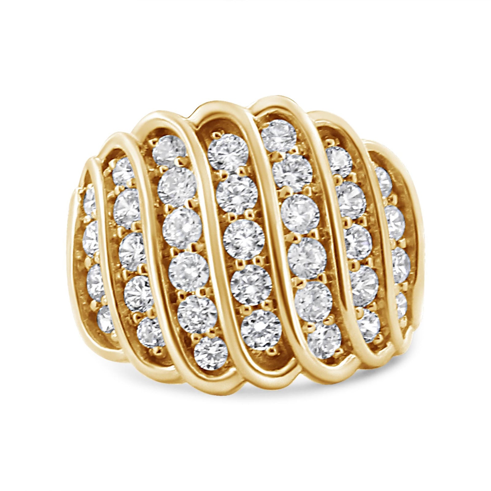 14K Yellow Gold Plated .925 Sterling Silver 2.00 Cttw Diamond Multi Row Band Ring (J-K Color, I1-I2 Clarity)-0