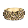 10K Yellow Gold Plated .925 Sterling Silver 3.0 Cttw Champagne Diamond Multi Lattice Band Ring-0