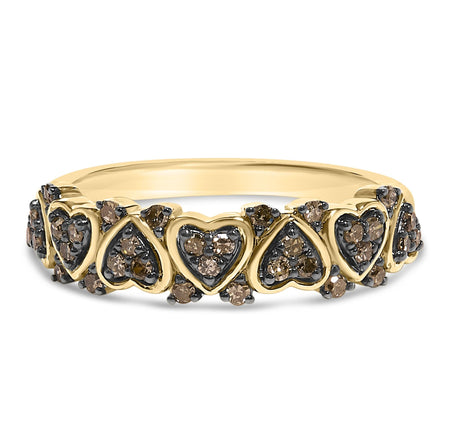 10K Yellow Gold Plated .925 Sterling Silver 1/3 cttw Natural Diamond Band Ring-0