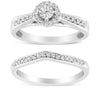 .925 Sterling Silver 1/3 Cttw Diamond Halo and Pave Shank Engagement Ring Set (I-J Color, I3 Clarity)-0