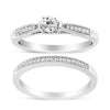 .925 Sterling Silver 1/3 Cttw Diamond Classic Engagement Ring Bridal Set with Milgrain (I-J Color, I3 Clarity)-0