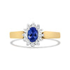 14K Yellow Gold 1/5 Cttw Round Diamond and 6x4mm Oval Blue Tanzanite Halo Ring (H-I Color, I1-I2 Clarity)-0