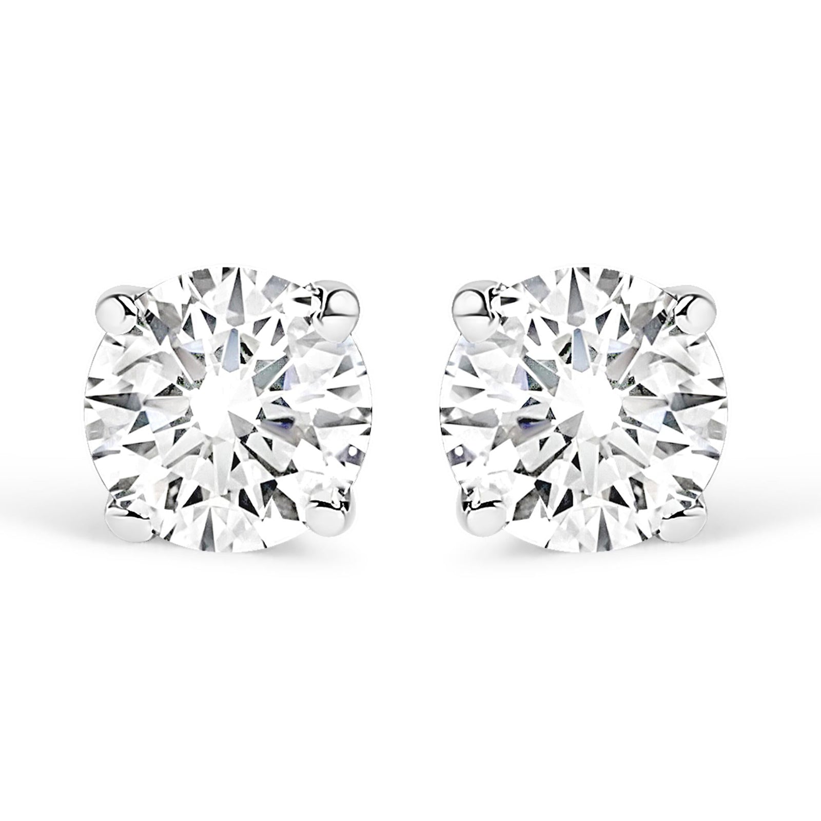 IGI Certified 14K White Gold 1.0 cttw 4-Prong Set Brilliant Round-Cut Solitaire Diamond Push Back Stud Earrings (G-H Color, I1-I2 Clarity)-0