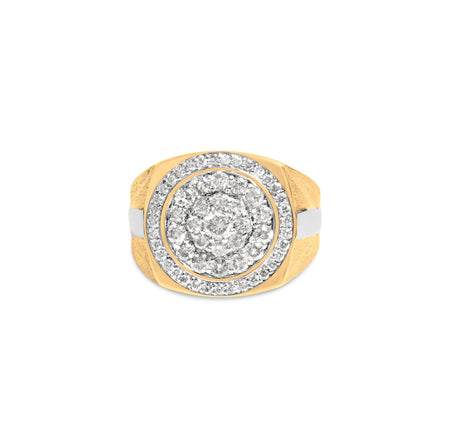 10K Yellow Gold 1 1/2 Cttw Diamond Cluster and Halo Signet Mens Ring (K-L Color, I1-I2 Clarity)-0