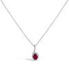 10K White Gold Red Ruby and Diamond Accent Teardrop Pendant Necklace - 18" Inches-0