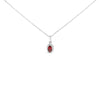 10K White Gold 5x3mm Gemstone and Diamond Accent Halo Oval Shape 18" Pendant Necklace (I-J Color, I1-I2 Clarity)-1