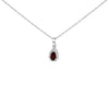 10K White Gold 5x3mm Gemstone and Diamond Accent Halo Pear Shape 18" Pendant Necklace (I-J Color, I1-I2 Clarity)