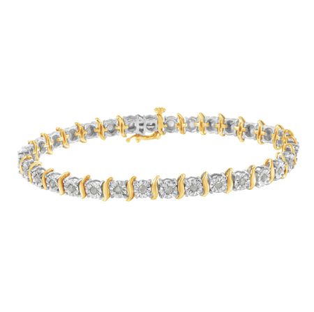 .925 Sterling Silver 1.0 Cttw Diamond S-Curve Link Miracle-Set Tennis Bracelet (I-J Color, I3 Clarity)