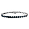 .925 Sterling Silver 1/10 Cttw Miracle-Set Treated Blue Color Diamond Miracle Plate "S" Link Tennis Bracelet (Blue Color, I2- I3 Clarity) - 7.25"-0