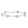 .925 Sterling Silver 1.0 cttw Miracle-Set Diamond 7 Stone Floral Cluster Link Bracelet (I-J Color, I3 Clarity) -7"-0
