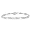 .925 Sterling Silver 1-1/2 Cttw Round and Baguette Cut Diamond Wave Link Bracelet (I-J Color, I2-I3 Clarity) - 7"-0