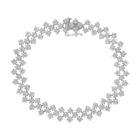 .925 Sterling Silver 1.0 cttw Miracle-Set Round Diamond "Zig Zag" Link Bracelet (I-J Color, I3 Clarity) -7.25-0