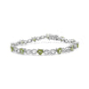 .925 Sterling Silver 1.00 Cttw Diamond and 4.00mm Lab Created Green Heart-Shaped Peridot Infinity Link Bracelet (I-J Color, I2-I3 Clarity) - 7.25"-0