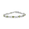.925 Sterling Silver 1.00 Cttw Diamond and 4.00mm Lab Created Green Heart-Shaped Peridot Infinity Link Bracelet (I-J Color, I2-I3 Clarity) - 7.25"-1