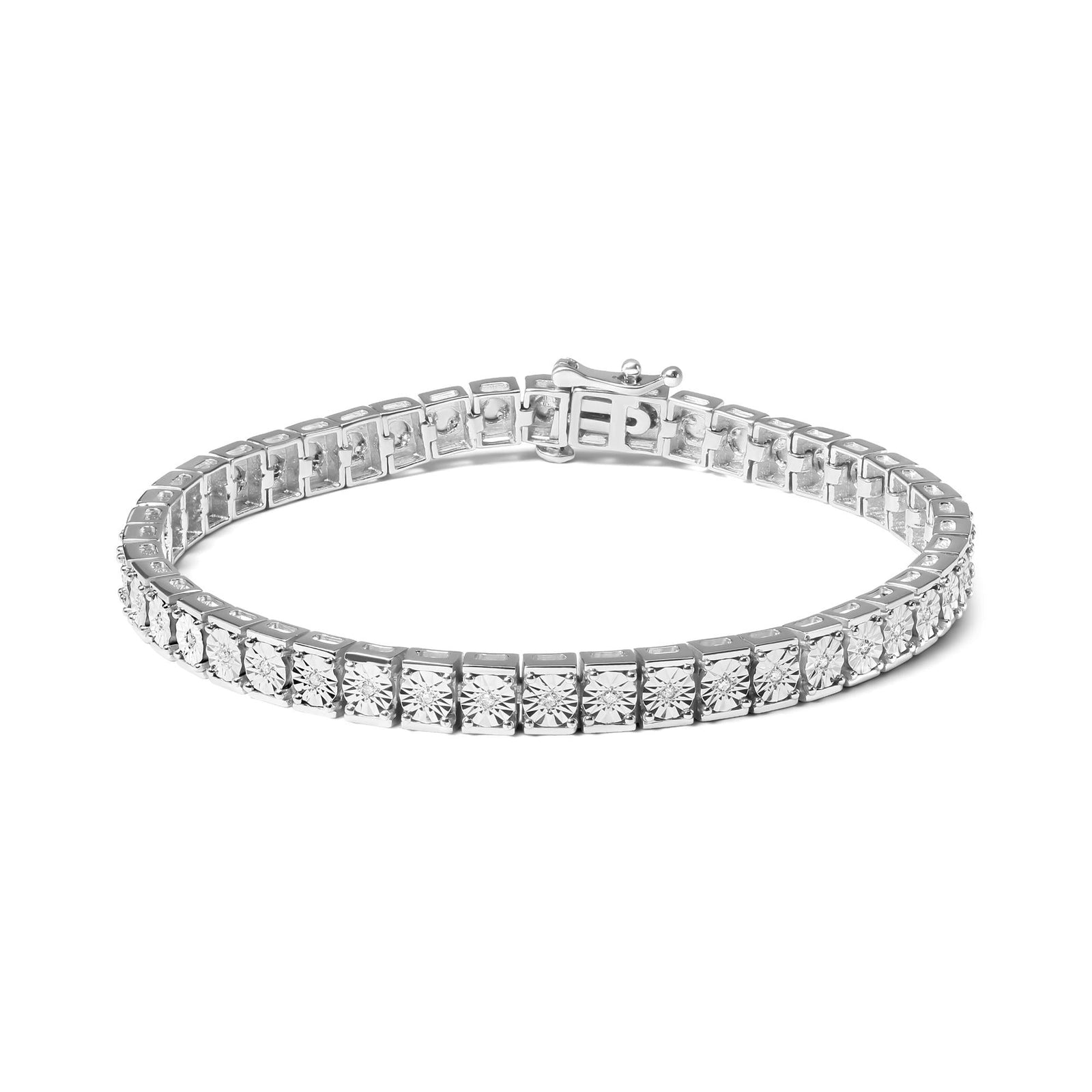 .925 Sterling Silver 1/10 Cttw Diamond 7.25" Link Bracelet (I-J Color, I2-I3 Clarity)-0