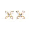 10K Yellow Gold 1/10 Cttw Round and Baguette Diamond Criss Cross X Stud Earring (H-I Color, I1-I2 Clarity)-0