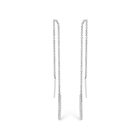 10K White Gold 1/10 Cttw Diamond Threader Earrings-0