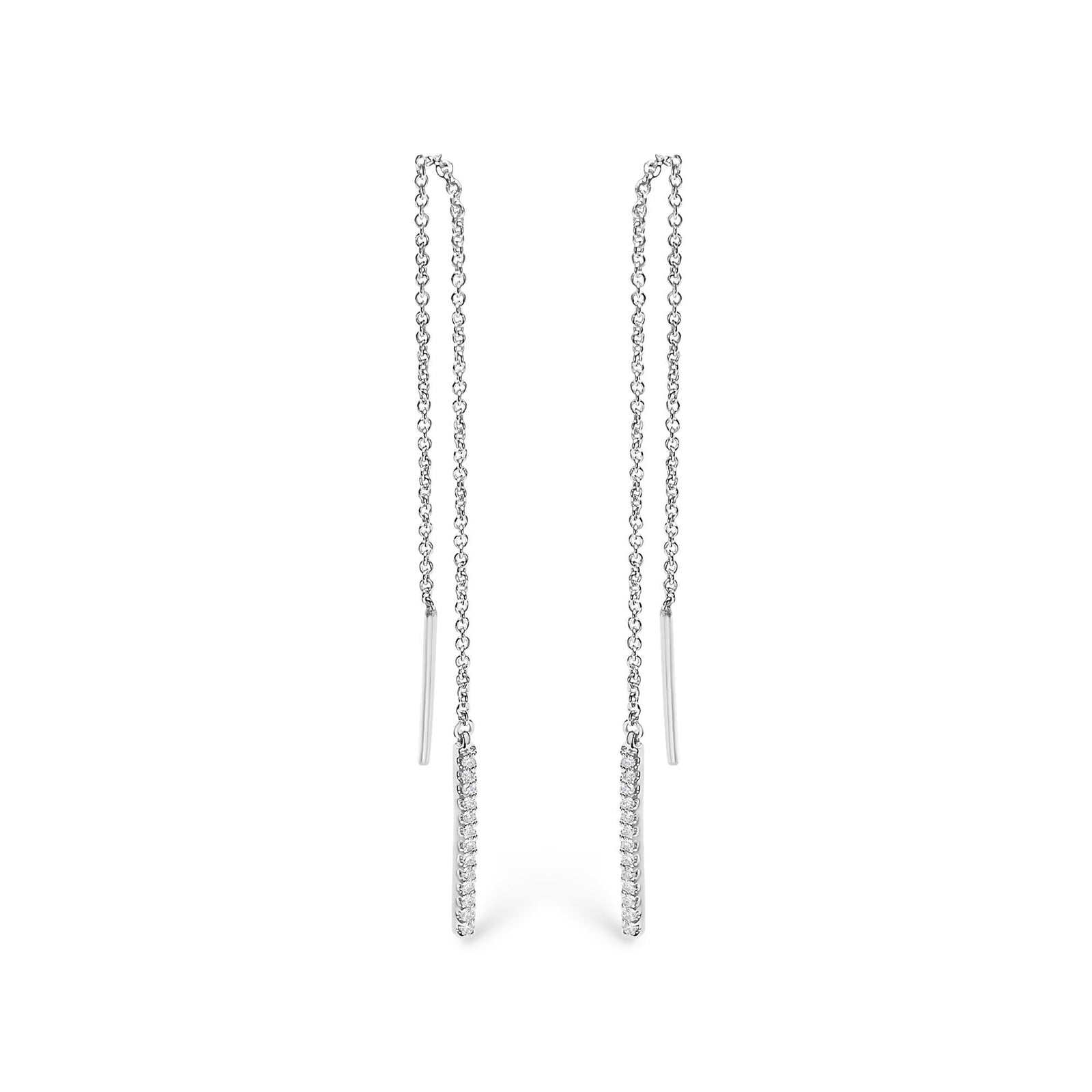 10K White Gold 1/10 Cttw Diamond Threader Earrings-0