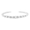 .925 Sterling Silver 1/4 Cttw Diamond Rondelle Graduated Ball Bead Cuff Bangle Bracelet (I-J color, I2-I3 clarity) - Fits wrists up to 7 1/2 inches-0