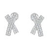 14K White Gold 2.0 Cttw Round-Brilliant Cut Diamond Domed X Shaped Omega Back Stud Earrings (H-I Color, I1-I2 Clarity)