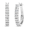 10K White Gold 1.0 Cttw Alternating  Diamond "U" Hoop Earrings (I-J Color, I2-I3 Clarity)-0