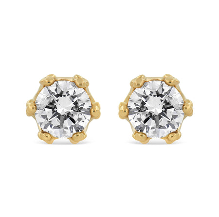14K Yellow Gold 2.0 Cttw Round Diamond Crown Stud Earrings (I-J Color, I1-I2 Clarity)-0