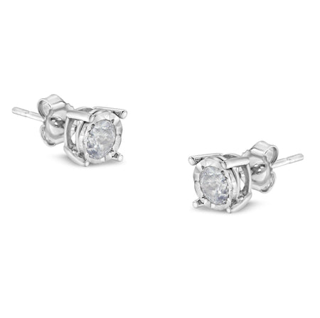 .925 Sterling Silver 1/2 Cttw Near Colorless Round Brilliant-Cut Diamond Miracle-Set Stud Earrings (H-I Color, I2-I3 Clarity)-0