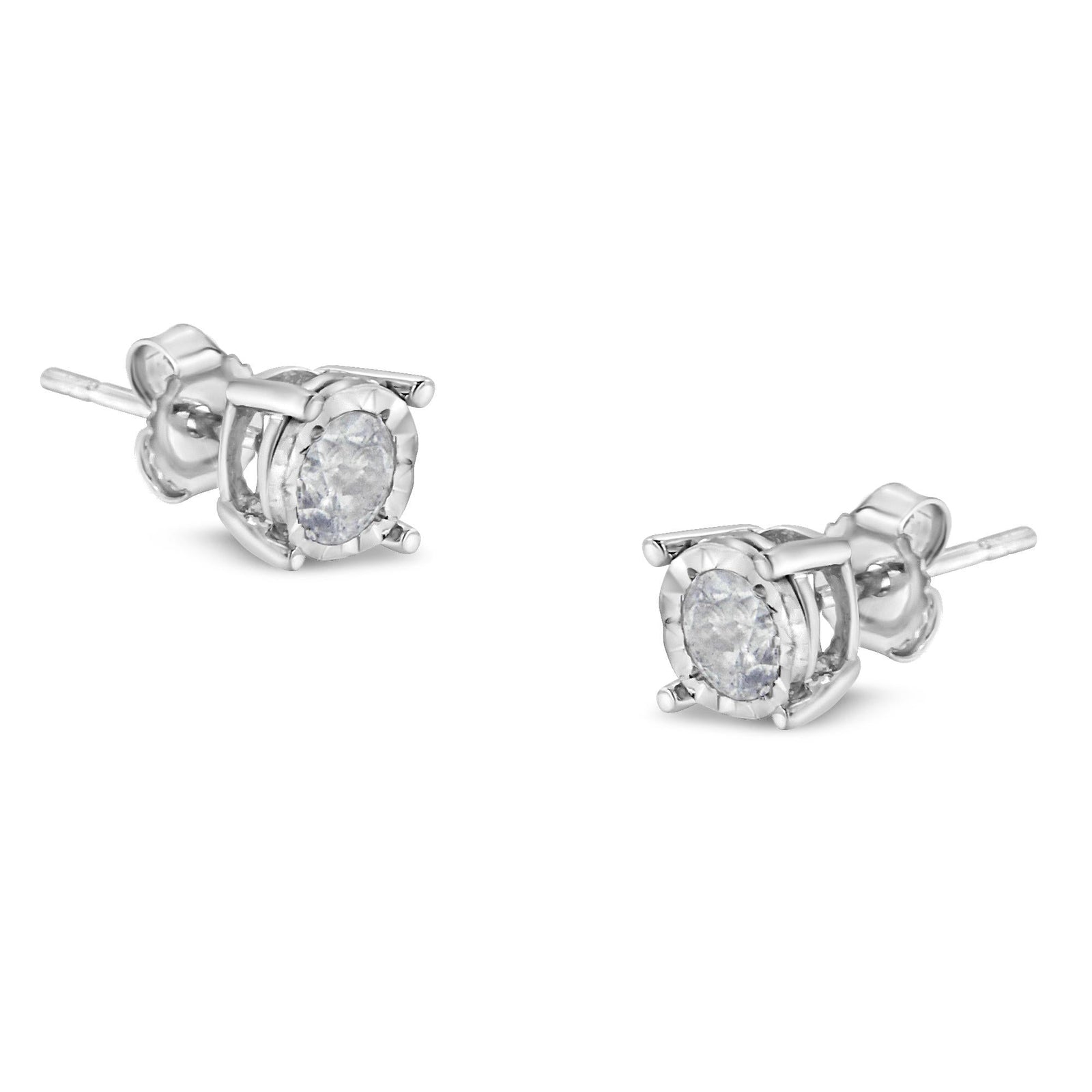 .925 Sterling Silver 1/2 Cttw Near Colorless Round Brilliant-Cut Diamond Miracle-Set Stud Earrings (H-I Color, I2-I3 Clarity)-0